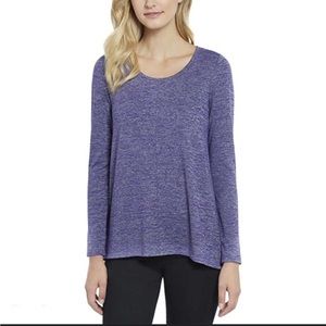 Jones New York Scoop Neck Long-sleeve Knit Top Size Large Heathered Purple GUC